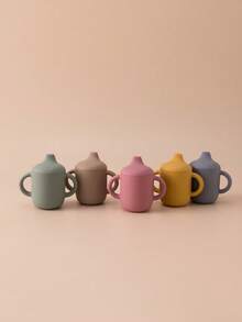 PopLittleOne 1PC Baby Silicone Sippy Cup With Double Handle Portable Water Bottle For Kids Feeding Learning Baby Items Leakproof Baby Cups - Multicolor - View 7