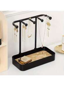 1 pieza Estante de exhibición práctico, organizador colgante de sobremesa para aretes, collares, anillos, llaveros, diademas, sujetadores de cabello, bandeja de joyería de madera y soporte para llaves para organizar accesorios de mujer, esenciales de viaje, regreso a la escuela, almacenamiento de dormitorio, decoración de otoño