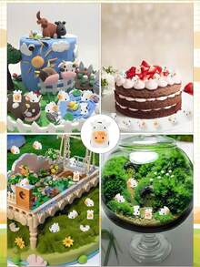 1/5/10/30/50/100 件可爱迷你奶牛雕像，微型树脂奶牛迷你奶牛摆件，树脂动物景观房屋 DIY 工艺品，微型动物雕像仙女花园微型苔藓景观 - 白色 - 查看 3