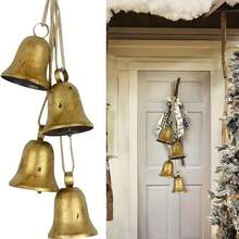 4pcs Christmas Bell Set, Christmas Decorations, Home Decor, Wall Decor, Window Decor, Door Decor, House Decor, Gold Bells Room Decor Winter