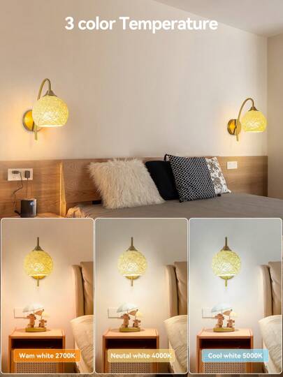 Battery Powered Wand Lamp Set, Goud Wireless Charging Verlichting 2000mAh Dimmable Detachable Bulb Remote Control, 15 Bedroom, Living Room, Corridor view 4