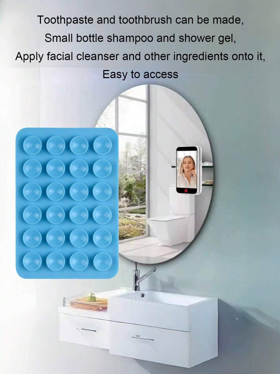 24 个硅胶吸盘，自粘式，稳定的浴室墙壁手机支架，淋浴或观看视频时不会滑落