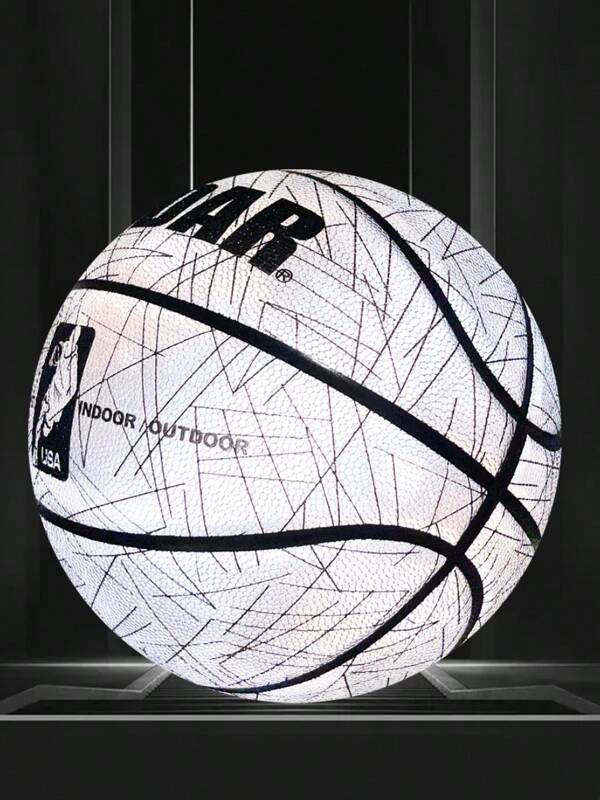 7# Line Pattern Reflective Basketball, Non-Slip Grip, Suitable For Match