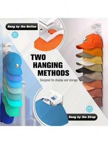 1pc Plastic Baseball Cap Organizer, Wall Strong Adhesive Hat Rack, Multi-Layer Hat Storage Display Rack, Wall Mounted Hat Hook, Can Accommodate Up To 18 Hats, Suitable For Closet Doors And Bedrooms. Small Iron Hat Storage Hook, Simple, Beautiful, Suitable For Closet Doors And Bedrooms - Multicolor - View 5