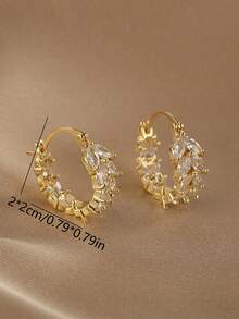 2 Pieces Teen Popular Super Flash U-Shaped Ear Buckle, Wheat Ear Studs, European And American High-End Design, Earrings Temperament, Versatile Earrings - Multicolor - View 6
