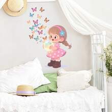 Colorful Butterfly, Dancing Girl, Cartoon Dinosaur, Football Kicking Boy Wall Stickers, Nursery Decor, Kids Bedroom Wallpaper - Multicolor - View 17