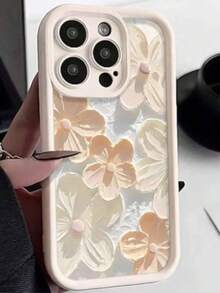 1 件黄色和白色向日葵可爱清新卡通花卉阳光植物美丽时尚女孩个性化小花，磨砂白色镜片框架阶梯式设计全保护软壳，兼容三星/Galaxy/OPPO/VIVO/Honor/Realme 手机壳防水防震防摔防刮