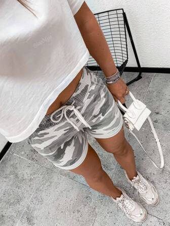 Dames casual shorts denim sterren grijs trekkoord eenvoudig dagelijks zomer reizen festival