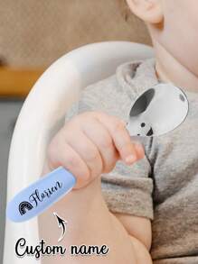 2 piezas Personalizable para cualquier vajilla infantil, cucharas, tenedores, juegos de cajas de almacenamiento, vajilla infantil dedicada para niños y niñas, juegos de vajilla para regalo festivo. Perfecto para jardines de infancia. Personalizable para un juego de vajilla unificado para jardines de infancia.