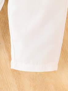 婴儿洗礼套装，男婴绅士套装 - 白色长袖连体衣 + 背心 + 裤子套装 - 白色 - 查看 8