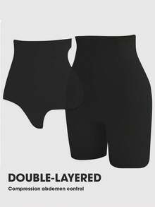 1 件适用于女性腰部、腹部和臀部提升、微塑形、无痕填充臀部、假臀部、女性塑身裤 - 黑色 - 查看 12