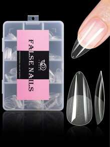 120/240片短杏仁指甲片软凝胶透明凝胶指甲片半哑光全覆盖指甲片亚克力预锉按压假指甲片用于指甲延长家庭DIY美甲按压指甲美甲用品