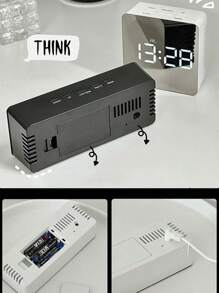 Luminous Mirror Clock Ins Desktop Clock Timetable Tabletop Ornaments, USB Digital LED Display Electronic Alarm Clock, Display Temperature Date Sleep 12/24 Hour Time, Home Decor, Bedroom Decor, Brightness Dimmer (Not Including Batteries), Home Decor, Room Decor Birthday Gift, Gifts