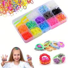 10000Pcs Assorted Colour Rubber Kit Box Loom Bands DIY Bracelet Making Set