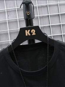 Men's Letter Print Drop Shoulder T-Shirt - Black - View 6