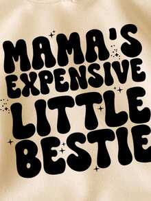 Young Girl Letter Pattern Warm Sweatshirt - Apricot - View 5