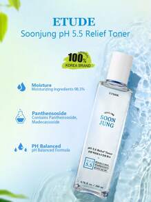 ETUDE Soonjung PH 5.5舒缓爽肤水，水润质地，轻盈水润，强化肌肤屏障，舒缓保湿，经皮肤科医生测试，无香精，低刺激成分，韩妆，韩国彩妆，200毫升/6.76液盎司 - 200ml/6.76 fl. oz - 查看 2