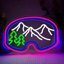 Ski Goggles Wall Decor Neon, Personalized LED Neon Sign With Adjustable Light Switch, Multifunctional Sports Adventure Sign Light For Skier Cave Bedroom Party, Birthday Gift, Plastic, Wall Mount, USB Powered Multicolor Glow - Multicolor - View 9