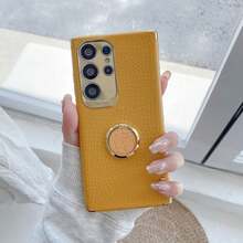高端时尚电镀防震仿鳄鱼皮磁性车载手机壳，适用于 Apple 11/12/13/14/15/16 Pro Max、Galaxy S22/23/24+ Ultra、A05/A14/A15/A24/A25/A34/A54、OPPO、VIVO/Redmi Note 13 Pro/13C、HONOR 70/90/X7/X8/X9B，TPU 材质手机保护后盖防水防摔防刮 - 黃色 - 查看 2