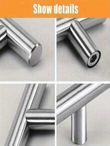 1/2/5/10pcs Single Hole T-Pull Handle, Stainless Steel Brushed Nickel Kitchen Drawer Pulls, Cabinets, Drawers, And Wardrobe - Silver - View 5
