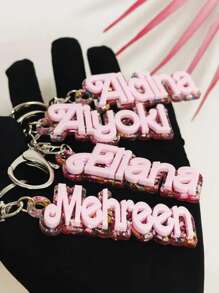 1 Chaveiro Personalizado de Acrílico com Nome - Placa de Nome Personalizada, Design Brilhante Rosa, Presente Perfeito para Meninas, Aniversários e Ocasiões Especiais, Enfeite de Mochila, Presente Personalizado com Nome, Multifuncional, Ornamental, Letra, Estiloso, Moderno, Colorido, Fofo, Casual, Personalizado, Único, Customizado, Presente Ideal para Ele, Presente Ideal para Ela, Fácil Conforto, Presente de Aniversário
