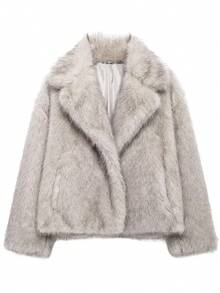 冬季外套女仿皮草大衣女秋冬毛绒蓬松女式夹克保暖新款外套红灰色长袖毛茸茸皮草大衣