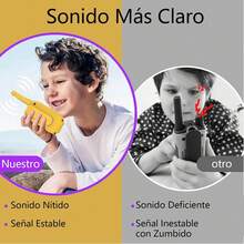 Walkie Talkie para Niños Recargable, Walkie Talkie de Juguete con Linterna y LCD,48 Horas de Tiempo de Trabajo,Comunicación de Larga Distancia de 3 Kilómetros,para Niños de 3 a 12 Años (2PCS/3PCS) - Azul Rosa Amarillo - Ver 4