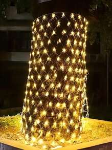 1 Stück Solar 1,5x1,5 Fischernetz Licht, wasserdichte LED mit transparentem Kabel, blinkende Lichter für Garten Außenbereich, geeignet für Terrasse, Wand, Dach, Balkon, Thanksgiving Dekorations Lichterkette