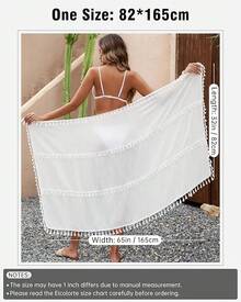 Eicolorte Sarong Cover Up Womens Beach Cover Up Bikini Bathing Suit Swimsuit Swimwear Coverup Sarong Pareo Wraps Women - A-白色 - 查看 6