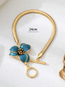 1 件夏季蓝色油滴 3D 魅力花卉脚链，带度假风格，适合女士