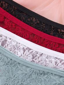 4pcs Women's Lace Low Waist Sexy Panties, High Elastic Breathable Skin-Friendly, Full Coverage Triangle Brief, Suitable For All Seasons - Multicolor - View 3