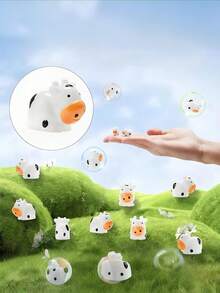 1/5/10/30/50/100 件可爱迷你奶牛雕像，微型树脂奶牛迷你奶牛摆件，树脂动物景观房屋 DIY 工艺品，微型动物雕像仙女花园微型苔藓景观 - 白色 - 查看 5