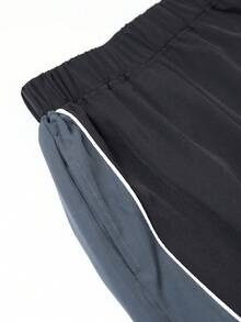 1pc Boy & Young Teen Casual Plain Straight Leg Personalized Style Hiphop Sport Pants - Black - View 5