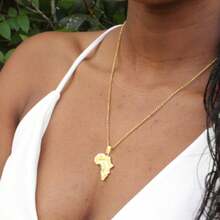 African Necklace, Golden African Map Pendant Necklace, Stainless Steel Gold-Plated African Jewelry, High-Quality African Jewelry Gifts For Family And Friends