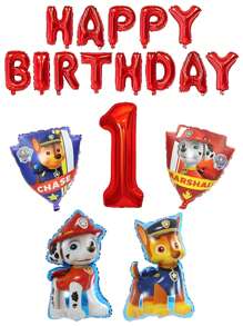 Paw Patrol 32" Paw Patrol Themed Candy Red Number 5 Foil Balloons, 5pcs/Set, Birthday Party Decorations