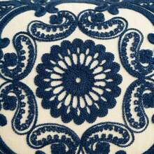 1 件花卉刺绣靠垫套（无填充物），现代帆布装饰抱枕套，适用于客厅、家居装饰 - 藏蓝色 - 查看 7