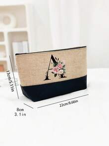 3 件套女士沙滩手提包，带肩带，配有女士沙滩帽和化妆包，字母 A-Z 沙滩配饰包，带侧袋的个性化礼品袋，带围巾的沙滩包，女士卡其色波浪沙滩太阳帽，适合春夏海滩度假和户外婚礼 - 卡其色 - 查看 8