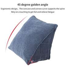 Soft Wedge Reading Pillow Triangle Corduroy Back Cushion Backrest Positioning Sofa Bed Office Chair Rest Pillow Back Support Pillow (Coffee)
