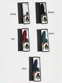 1 件羽毛笔套装、闪闪发光的羽毛笔套装、古董书法墨水笔（带墨水）、2 个替换笔尖、笔架底座、豪华复古签名笔、复活节和万圣节写信笔。 - 彩色 - 查看 10