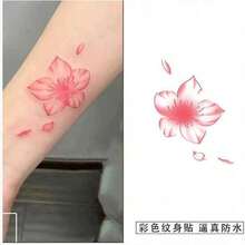 4 Pieces Of Beautiful Cherry Blossom Colored Tattoo Stickers, Sweet And Sexy Arm And Foot Bare Collarbone Flower Tattoo Stickers For Girls