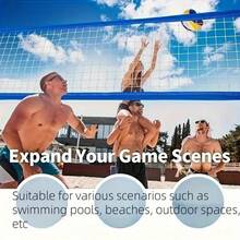 1个超大耐用PE排球网，坚固轻便，适合家庭户外活动、后院和沙滩游戏，网架稳固，含收纳袋，适合全家户外活动、后院、沙滩、沙地和水上运动