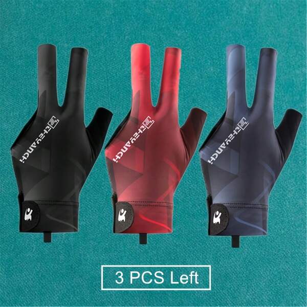 3 Pairs Of Three-Finger Left-Hand Billiard Gloves - Breathable And Anti-Slip, Suitable For Snooker And Billiards - Red/Blue/Black.