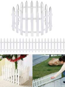 10pcs Thick White Plastic Garden Fence Panels, Size 4.6x11.41 Inches (12x29cm) - Waterproof, Rust-Resistant, Easy To Clean, Suitable For Vegetable Gardens, Yards, Farmhouses, Outdoor Weddings, Graduations, Christmas And Holiday Decorations | Outdoor Decorative Fencing - White - View 1