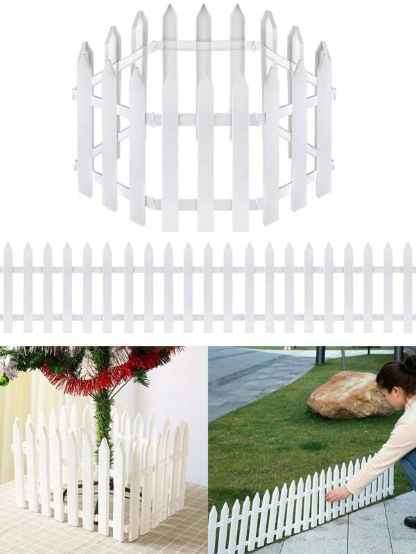 10pcs Heavy Duty White Plastic Garden Fence Panels 4.6x11.41 Inches (12x29cm) - Waterproof And Rust-Resistant Easy To Clean, Suitable For Vegetable Gardens, Patio Farmhouses, Outdoor Wedding Dress Up, Graduation Celebrations, Christmas Decorations And Holiday Decorations | Decorative Fencing For Outdoor Use