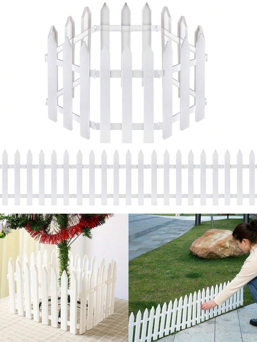 10pcs Thick White Plastic Garden Fence Panels, Size 4.6x11.41 Inches (12x29cm) - Waterproof, Rust-Resistant, Easy To Clean, Suitable For Vegetable Gardens, Yards, Farmhouses, Outdoor Weddings, Graduations, Christmas And Holiday Decorations | Outdoor Decorative Fencing - White - View 1