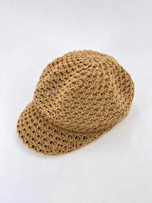 1 buc pălărie beretă tricotată manual, respirabilă, cu gol, pentru femei, șapcă casual la modă pentru artist, accesorii de primăvară/vară și toamnă