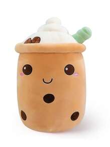 Adorable peluche de 60 cm de taza de boba (té con leche de burbujas) - Muñeco de peluche en forma de taza de té rellena, diseño de dibujos animados con caras sonrientes, suave y acogedor para niños, regalo perfecto para el Día de San Valentín, Pascua, Halloween, Navidad, decoración para la hora del té