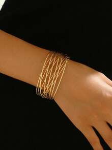 3 chiếc vòng tay hở tối giản thời trang dành cho nữ - 3 vòng tay vàng - Xem 4