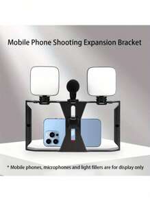 1 Stück 3-Kaltschuh vielseitiger Handstabilisator mit Mikrofonhalterung, ABS-Material, mehrere 1/4"-Erweiterungsanschlüsse für Livestreaming und Fotografie, kompatibel mit iPhone Android Smartphone für Sommerurlaub, Reisevlog, Outdoor-Aktivitäten, Livestreaming, stabilisierter Vlogging-Gimbal-Stabilisator, Telefon-Stabilisator, Kamera-Stabilisator