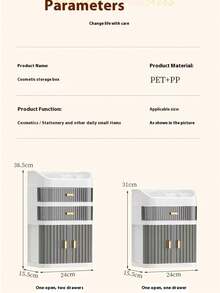 1 Set High-End Makeup Storage Box, Sliding Drawer Vanity Organizer, Multi-Layer Large Capacity Dust-Proof Makeup Case, Suitable For Bathroom, Vanity, Lipstick, Skincare, Makeup Brushes, Facial Cleanser, Face Mask Storage